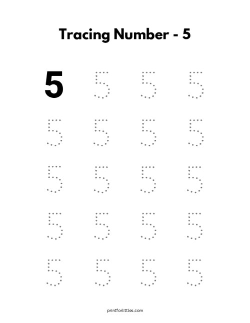 Trace the Number 5