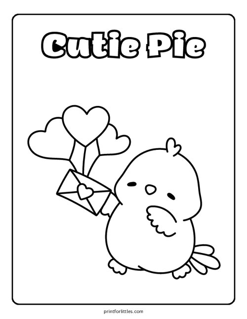 Cutie Pie - Valentines Day Coloring