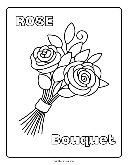 Rose Bouquet - Valentines Day Coloring