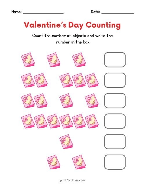 Valentines Day Counting - Cards