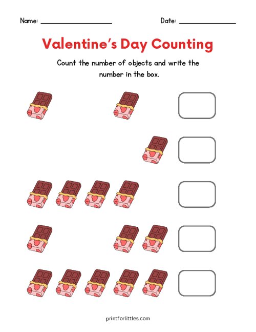 Valentines Day Counting - Chocolate Bars