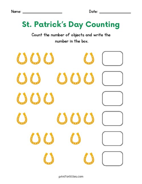 St. Patricks Day Counting - Horseshoe