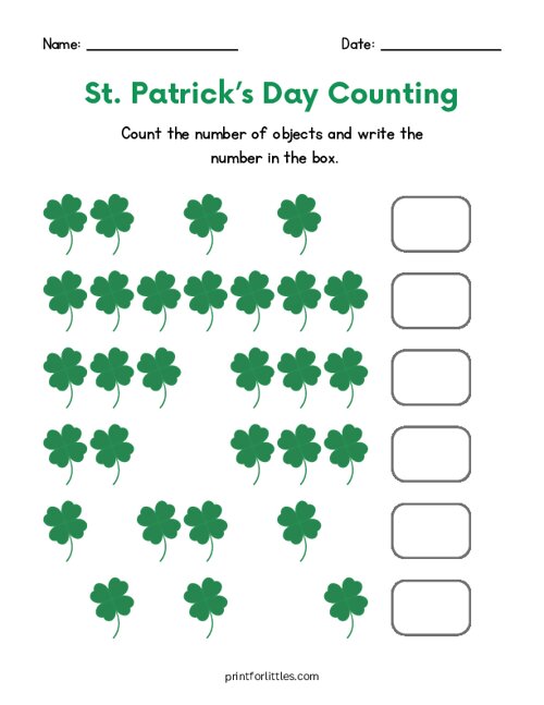 St. Patricks Day Counting - Shamrock