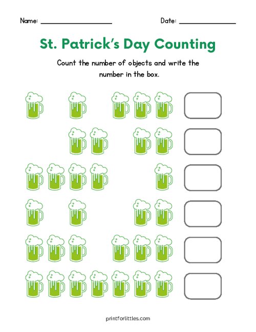 St. Patricks Day Counting - Beer Mug