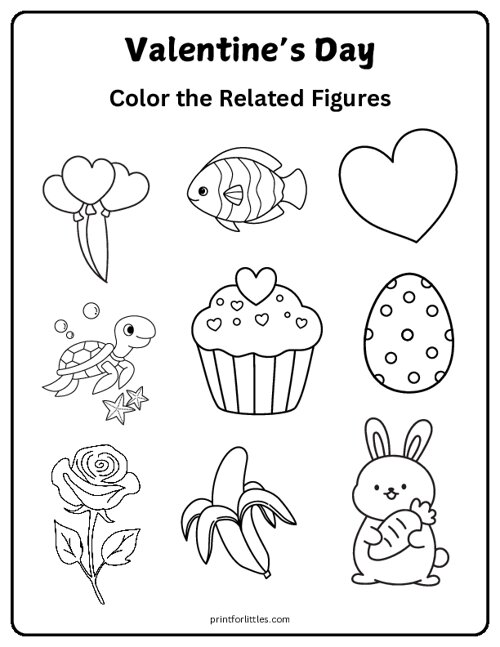 Valentine - Color the Realted Figures