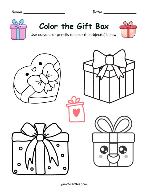 Valentine - Color the Gift Box