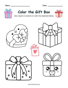 Valentine - Color the Gift Box