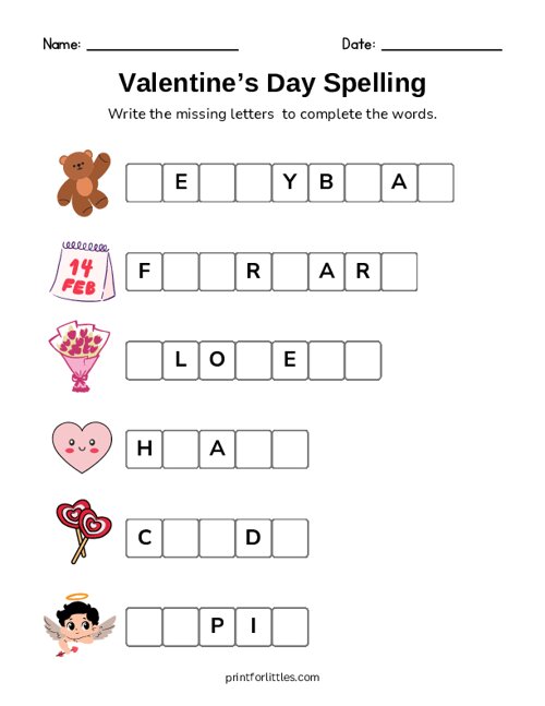 Valentines Day Spelling