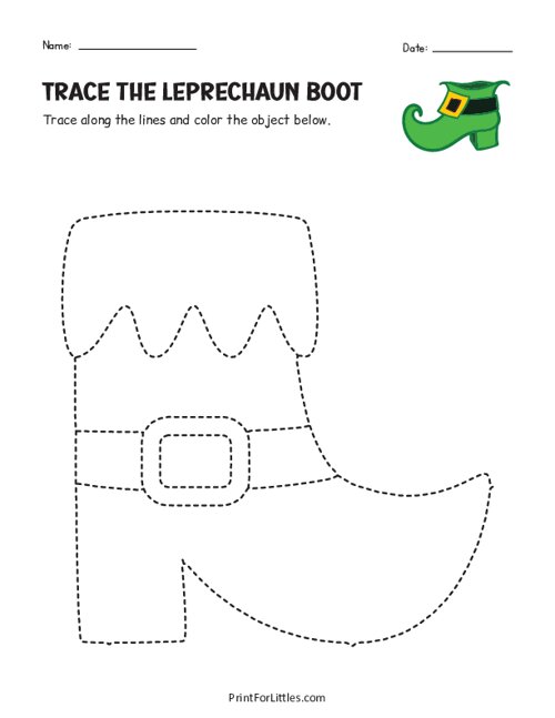 St. Patricks Day Leprechaun Boot Tracing