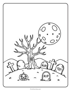 Graveyard - Halloween Coloring