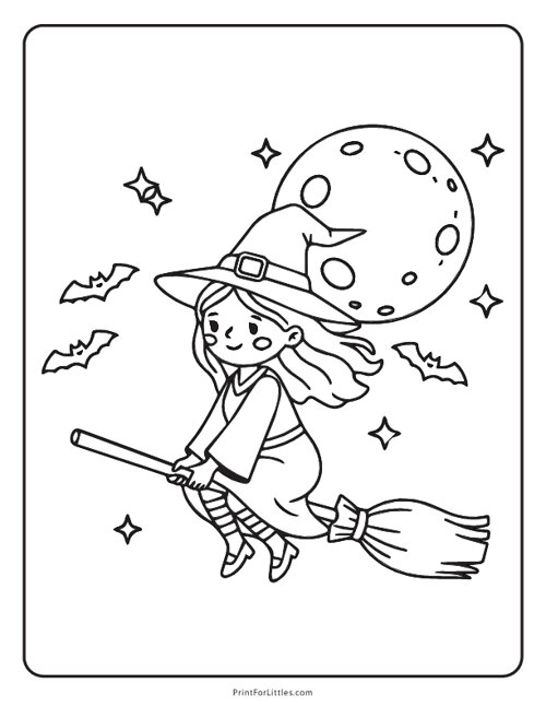 Cute Witch - Halloween Coloring