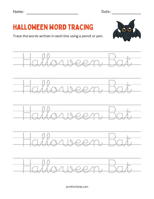 Bat - Halloween Tracing