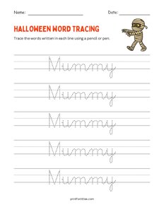 Mummy - Halloween Tracing