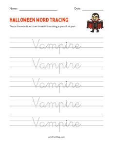 Vampire - Halloween Tracing