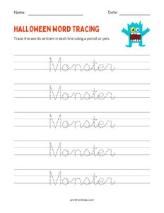 Monster - Halloween Tracing