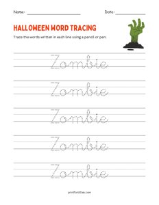 Zombie - Halloween Tracing