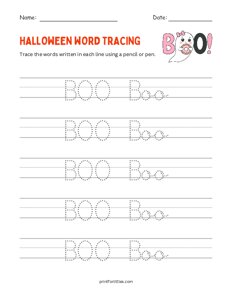 Boo - Halloween Tracing