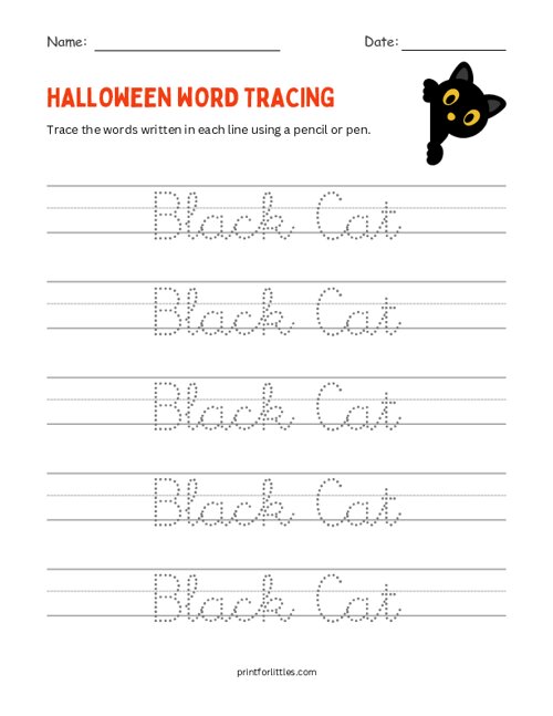 Black Cat - Halloween Tracing