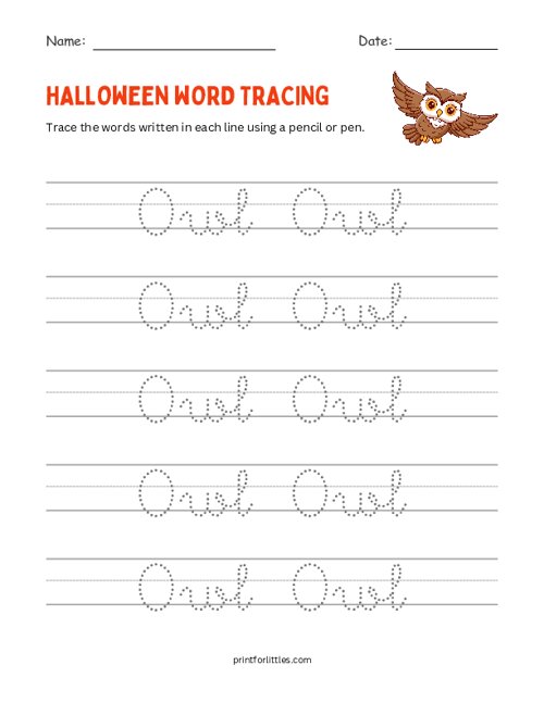 Owl - Halloween Tracing