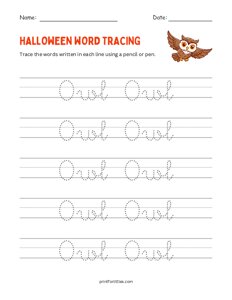 Owl - Halloween Tracing