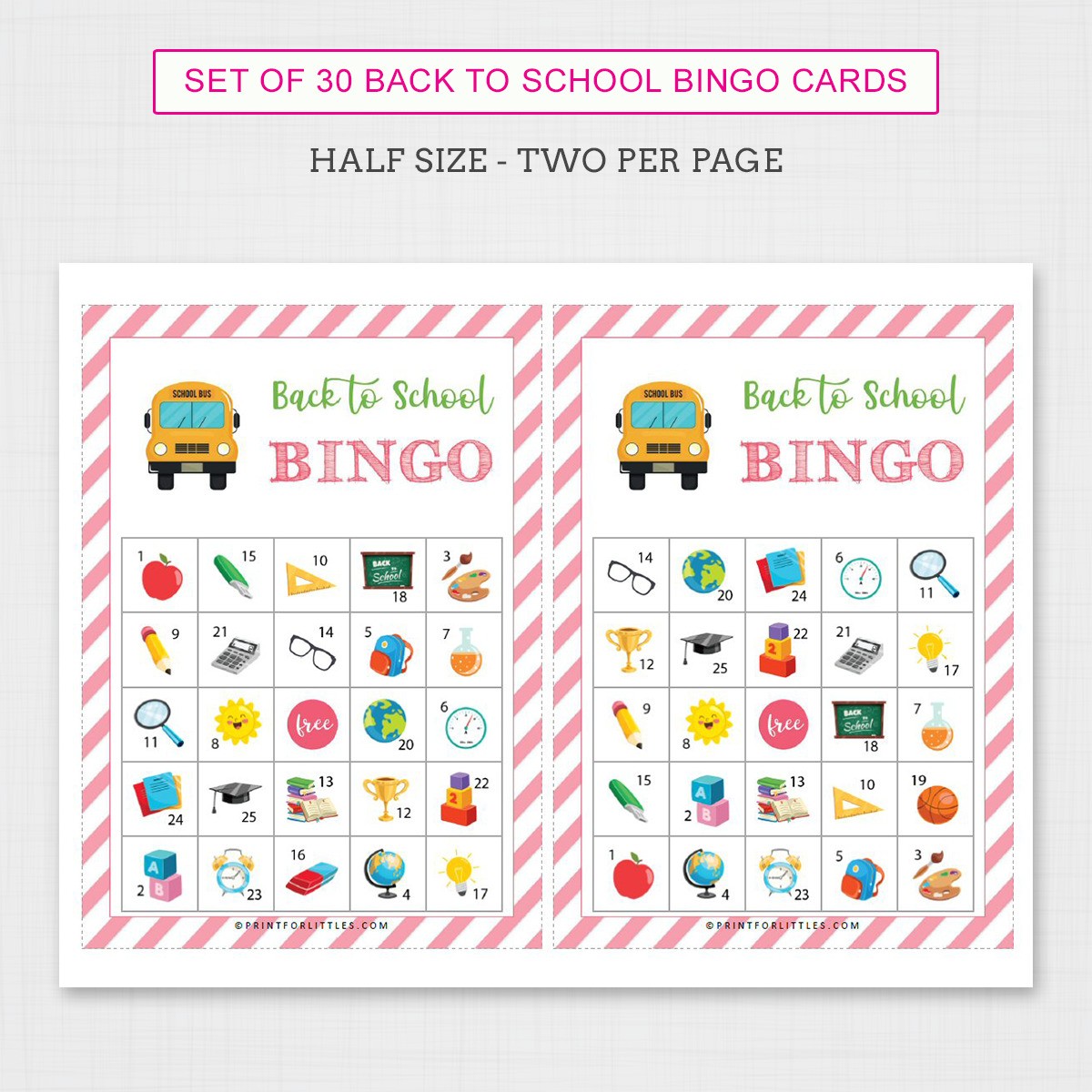 FREE Printable Back to School BINGO Game