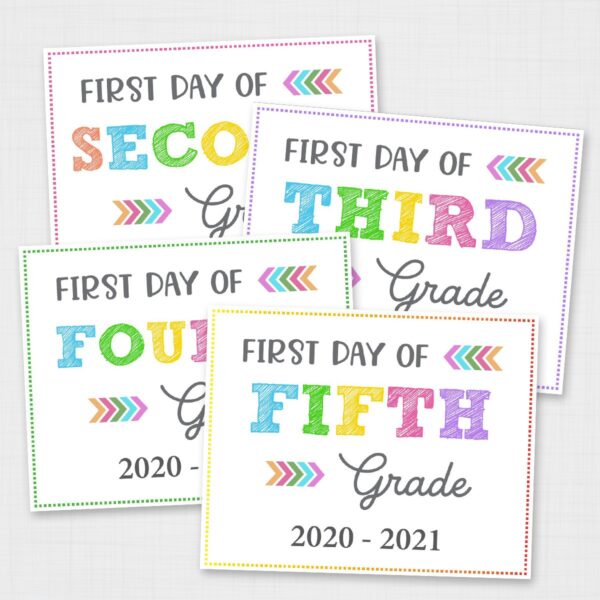 Editable First Day of School Signs Printable Colorful