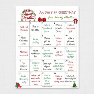 Printable Advent Calendar – Christmas Countdown