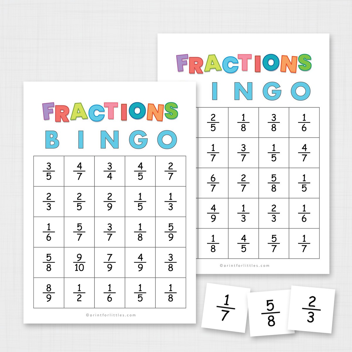 Simplifying Fractions Bingo Printable Math Games for Kids