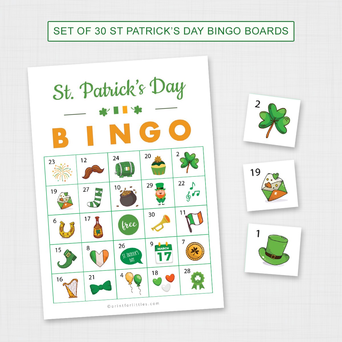 Printable St Patricks Day Bingo Game Fun Activities For Kids