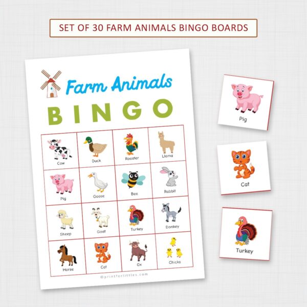 Printable Farm Animals Bingo | Fun Activities for Kids