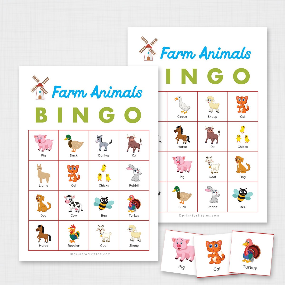 Printable Farm Animals Bingo Fun Activities for Kids