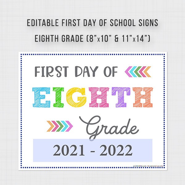 Editable Back to School 8th Grade Signs