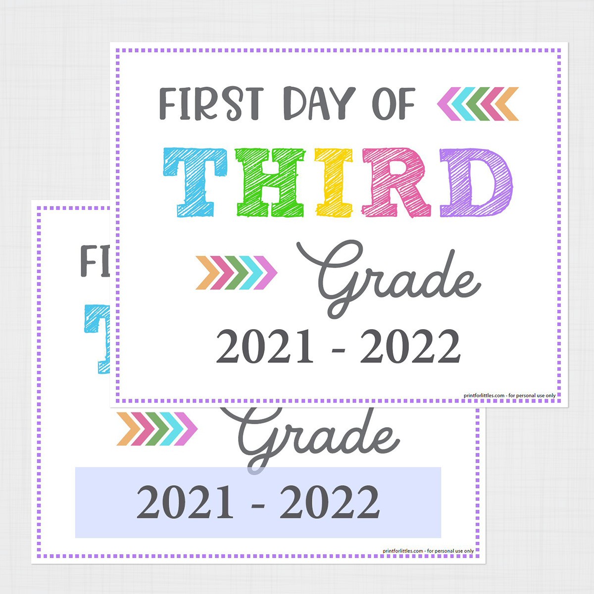 Editable First Day Of Third Grade Signs