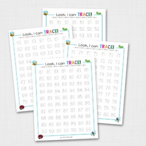 Numbers 51-100 Tracing Worksheets