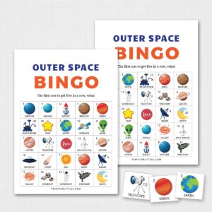 Outer Space Bingo for Kids Printable