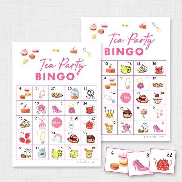 Printable Tea Party Bingo Cards for Kids