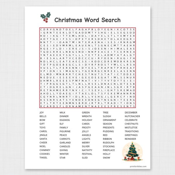 Christmas Word Searches for Kids