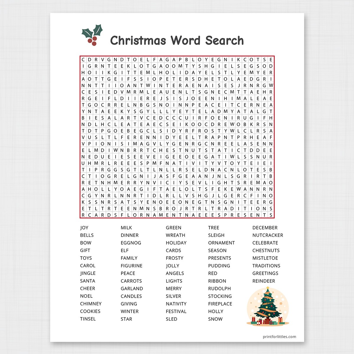 Christmas Word Search Puzzle