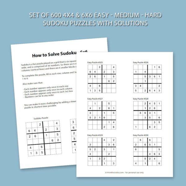 600 Sudoku Puzzles Printable