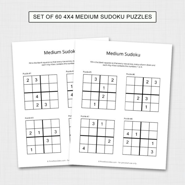 Medium Sudoku for Kids Printable Book