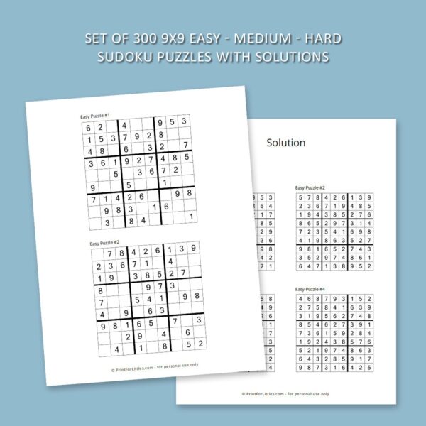 Easy Medium Hard Sudoku Puzzles for Kids