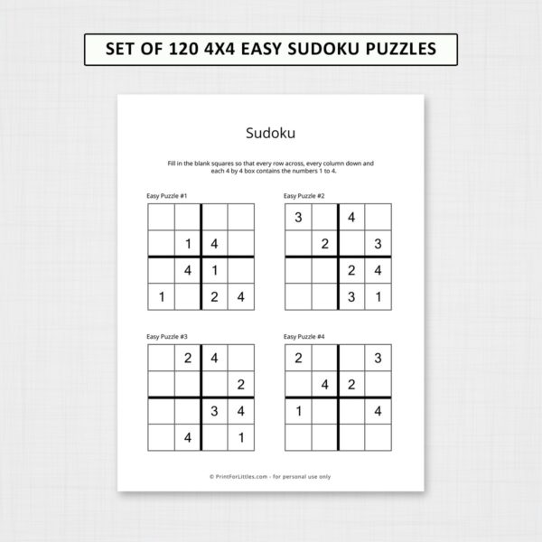 Easy Sudoku Puzzles for Kids